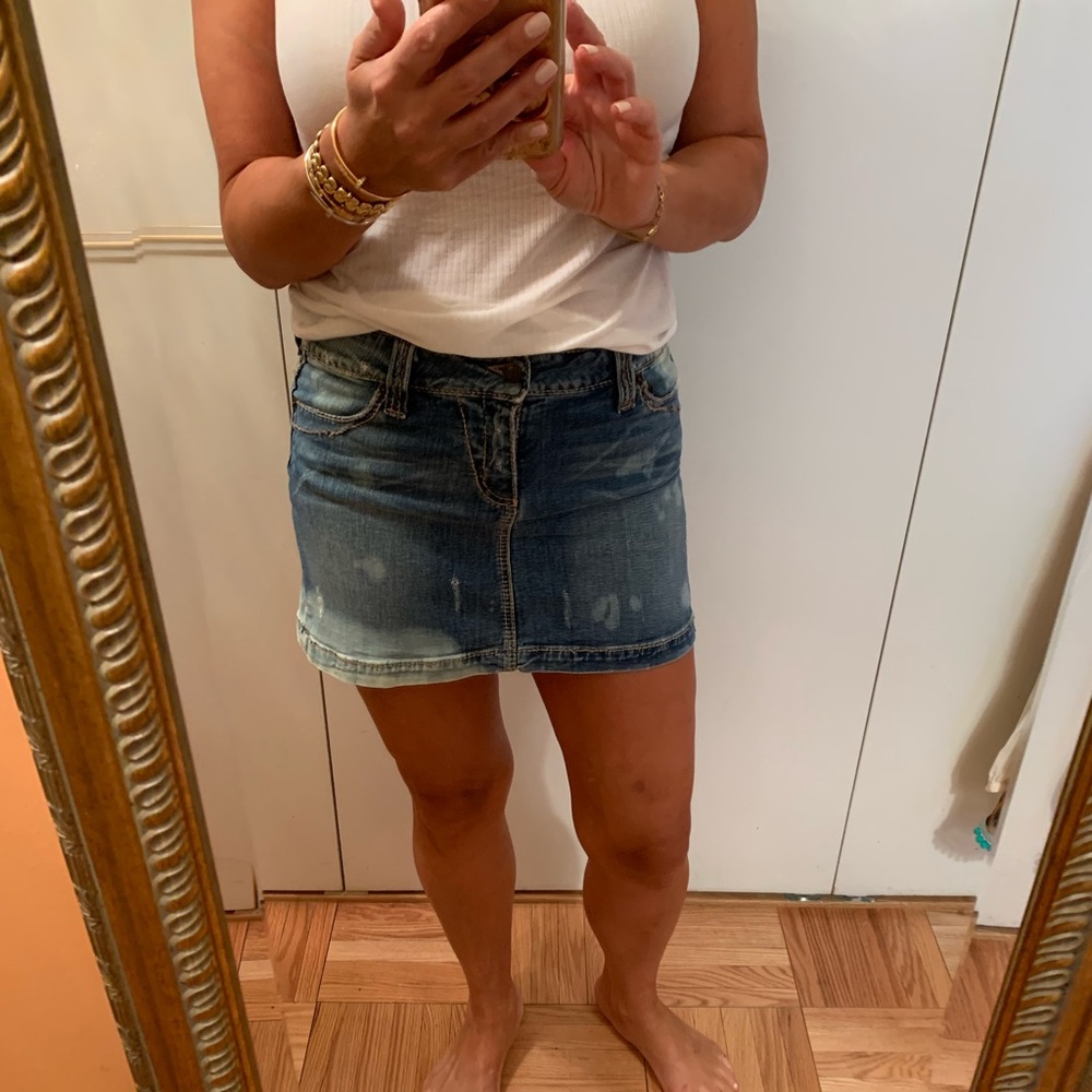 Serfontaine distressed denim skirt